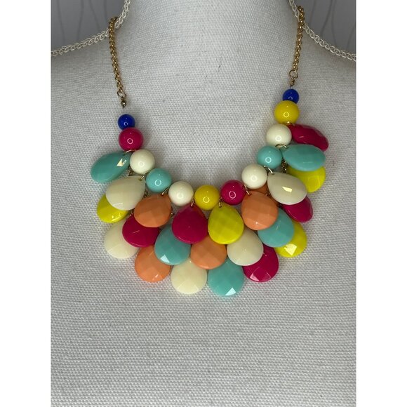 Colorful Statement Necklace Chunky Bead Bib‎ Necklace Fashion Jewelry - Picture 1 of 1